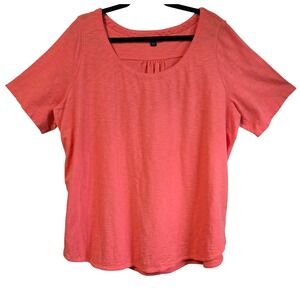 Coral Pink Cotton Lands End Women's Slub Scoop Neck Short Sleeve Tee 20/22